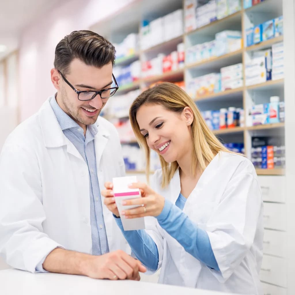 Pharmacists assisting